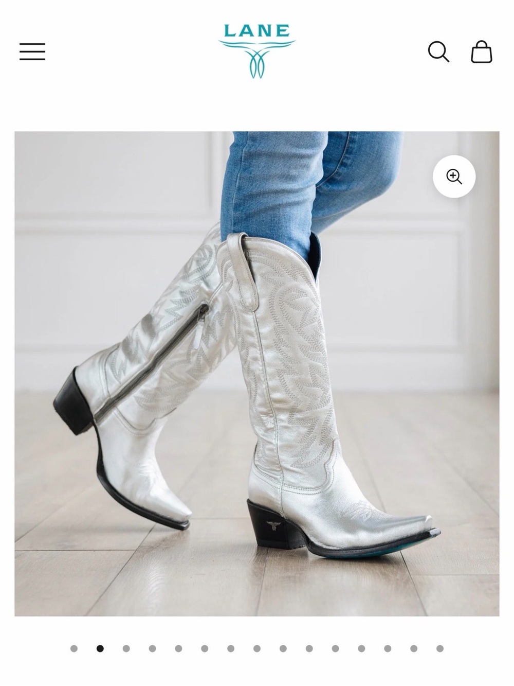 Lane Silver Metallic Western Heeled Boots for Women